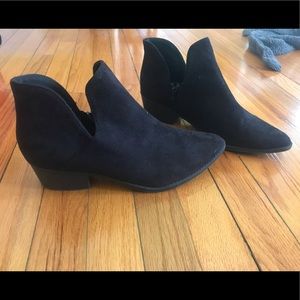 Suede point toe booties